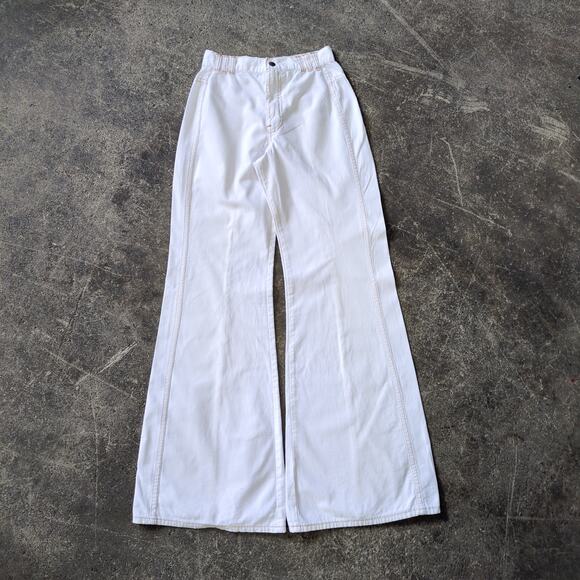 Vintage 70s Levi's Orange Tab Jeans Womens 26 White Pants Flared Wide Leg Bell - Picture 1 of 10